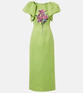 Люсинда коктейльное платье из сатина с цветочной аппликацией Leo Lin, Lily Print in Parakeet