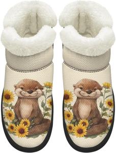 Женские удобные зимние ботинки для ходьбы с противоскользящей подошвой, средние по голенище, с внутренней подкладкой из искусственного меха Chririnla, Sunflower Otter