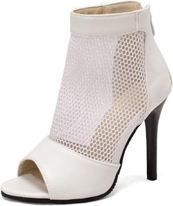 Женские летние ботильоны с сеткой и открытым носком, гладиаторские сандалии Makmeoyw, 254 White