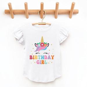 Футболка с рукавами-крылышками Birthday girl unicorn The Juniper Shop