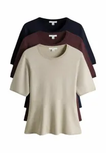 Комплект из 3 базовых футболок The Set, Navy/Plum/Taupe