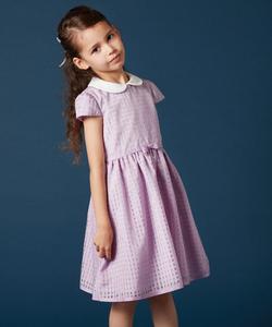 Платье в клетку с круглым воротником и прозрачными вставками Avv, цвет Pink