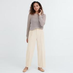 Брюки Uniqlo Sm Pleated, светло-бежевый