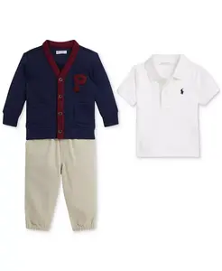 Комплект из флиса, рубашки-поло и брюк чинос для мальчиков Polo Ralph Lauren, синий