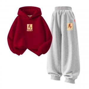 Детская повседневная спортивная одежда Disney, [thickened and fleece-lined]de fuma logo k_medium бордовый+de fuma logo k серый