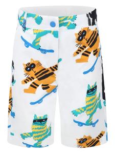 Шорты Stella McCartney Kids с кошачьим принтом, белый