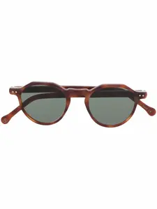 Солнцезащитные очки Icon в круглой оправе Lesca, коричневый