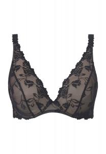Женский кружевной треугольный бюстгальтер Softessence с вышивкой Aubade, цвет Noir