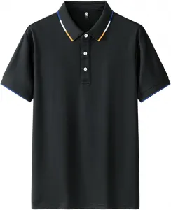 Мужская летняя поло с коротким рукавом и воротником на пуговицах для гольфа