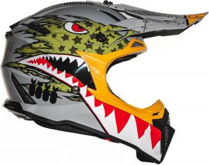 Шлем HAX Havoc Fullface Off-Road ATV, серый / зеленый