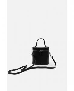 Маленькая кожаная сумка-ведро NOLA розового цвета Silver & Riley, Black