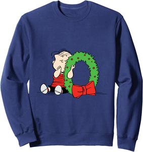 Толстовка с рождественским венком Линуса из мультфильма «Peanuts», синяя