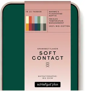 Простыня Schlafgut "Soft Contact", 100% органический хлопок 120-130х200 см, 1 шт., цвет Green Deep
