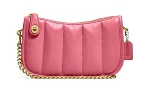 Свингер Кожаная Сумка Через Плечо из Овчины Маджонг Маленькая Женская Клубнично-Красная COACH