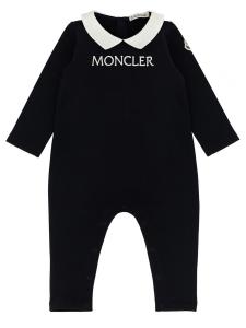 Комбинезон с вышивкой логотипа Moncler Enfant, черный