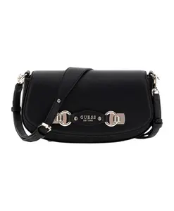 Черная сумка через плечо с клапаном Guess, черный