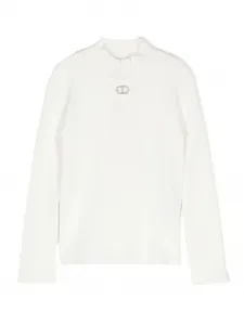 Футболка в рубчик с логотипом TWINSET Kids, белый