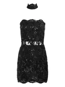 Кружевное платье мини Georgie без бретелей Alice + Olivia, черный