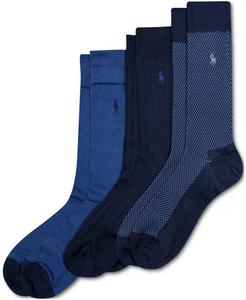Мужские носки Birdseye Supersoft Dress Socks, 3 шт. в упаковке Polo Ralph Lauren, синий