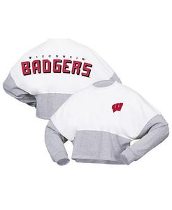 Женская укороченная футболка из джерси с длинным рукавом White Wisconsin Badgers Heather Block Spirit Jersey, белый