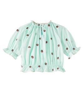 Вышитая хлопковая блуза Stella McCartney Kids, Verdino/
