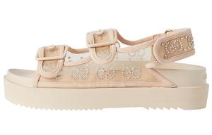 Шлепанцы женские Gucci Crystal-embellished, розово-белый