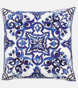 Подушка из печатного холста medium Dolce&Gabbana Casa, Maiolica Blue