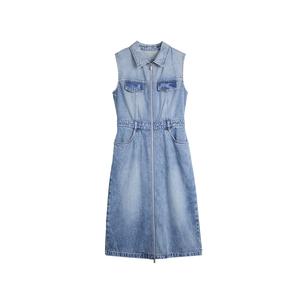 ELLE Женское синее платье без рукавов
