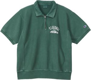 Мужская толстовка Champion с коротким рукавом, 100% хлопок, флис 283 г, графический принт, толстовка с застежкой-молнией до середины груди Reverse Weave, повседневный стиль, C3-Z015, зеленый