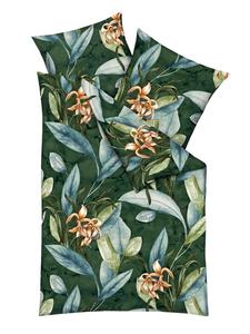 Jack Комплект постельного белья из фланели, 2 предмета, 135x200 см, с рисунком листьев Asmara, нефритово-зеленого цвета