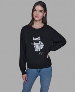 Женский свитер с деталями в виде эмодзи и шупетт KARL LAGERFELD PARIS, Black