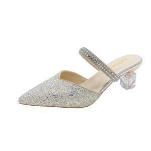 Женские быстросохнущие сандалии с закрытым носком и стразами Xingdiman, Silver
