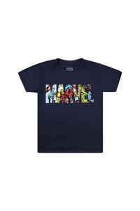 Хлопковая футболка с логотипом Marvel, синий