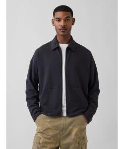 (U) Винтажная мягкая куртка из французского махрового трикотажа с логотипом, свободного кроя.