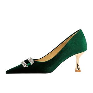 QITUMAUL Женские туфли на высоком каблуке зелёные [высота каблука 7 см], цвет Green[Heel Height 7cm]