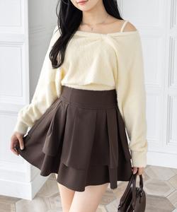 Комплект из вязаного трикотажа в двух направлениях с ленточным дизайном и вязаной майкой [очень удобный и пушистый]