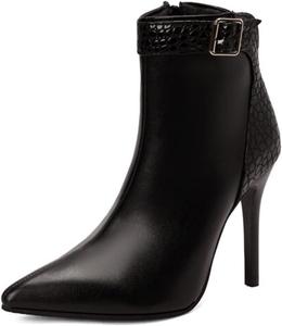 Женские модные ботильоны DEERBUNNY на высоком каблуке с заостренным носком, ремешком с пряжкой, короткие ботинки для вечеринок, свадеб и сексуальных образов, Black