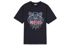 Футболка мужская Kenzo с принтом тигра, черный / красный