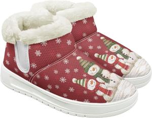 Женские зимние ботинки до щиколотки с теплой меховой подкладкой, утепленные зимние ботинки для ходьбы, модная обувь Fuojuvelie, Christmas Snowman