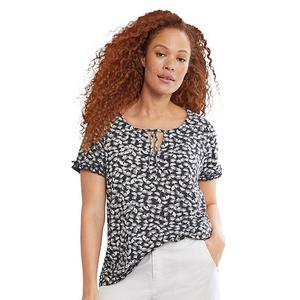 Футболка с вырезом Plus size Ellos, Black White Print