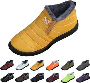 Женские осенние ботинки 2025 года, модные мужские водонепроницаемые ботинки с меховой подкладкой, снежные ботильоны, удобные, противоскользящие, легкие кроссовки Generic, Yellow