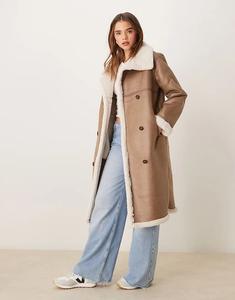 Куртка борг с воротником-воронкой из норки New Look