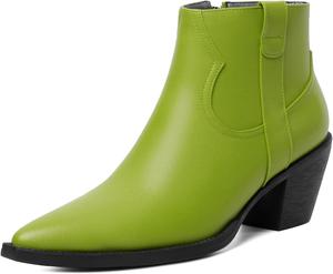 Женские ботильоны Mettesally с заостренным носком и невысоким каблуком, массивный каблук, короткие ботинки с боковой молнией и мехом, офисные осенние ботинки, Green