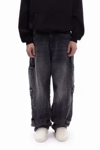 Джинсы унисекс свободного кроя с широким вырезом в винтажном стиле Favela, Vintage Grey