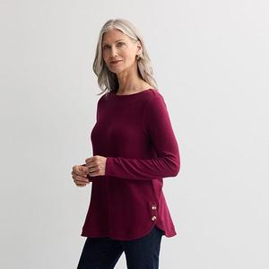 Женский топ с боковой пуговицей Croft & Barrow, Red Silk