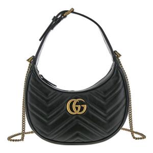 Сумка gg marmont half-moon-shaped mini bag 'nero' Gucci, черный