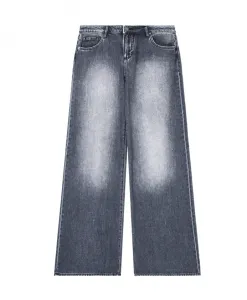 Широкие джинсы с эффектом потертости Armani Exchange, серый