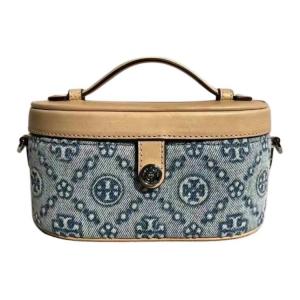 Tory Burch Миниатюрная женская косметичка с монограммой T, синяя