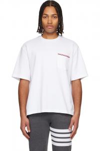 Хлопковая футболка Milano с большим карманом Thom Browne, белый