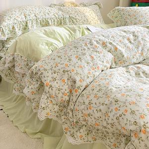 Disney Комплект постельного белья 1,5 м, 4 предмета, для кровати 200x230 см, милый зеленый